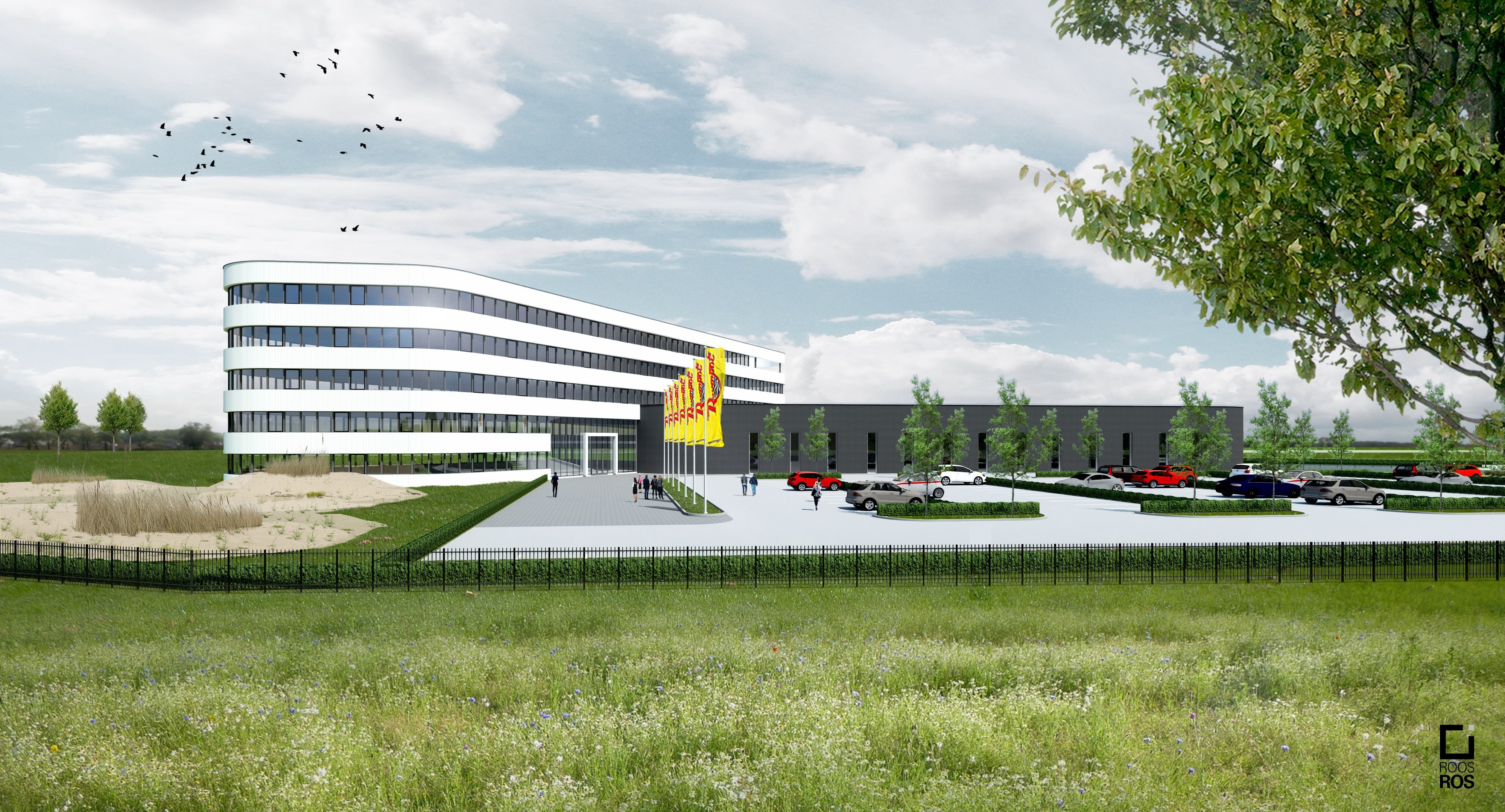 Impressie van het nieuwe hoofdkantoor (bron: RoosRos Architecten)